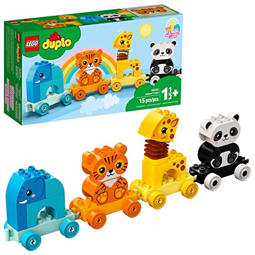 LEGO DUPLO My First Animal Train 10955 Pull-Along Toddlers’ Animal Toy with an Elephant, Tiger, Giraffe and Panda, New 2021 (15 Pieces) von LEGO