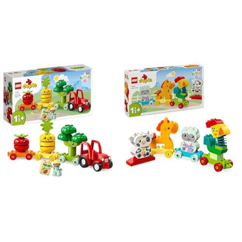 LEGO DUPLO My First Obst- und Gemüse-Traktor, Geschenk Spielzeug zum Basteln & DUPLO Tierzug, Zug-Spielzeug mit Rädern, kreative Tierfiguren zum Bauen und Umbauen von LEGO