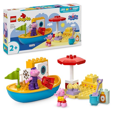 LEGO DUPLO Peppa Wutz Bootsausflug: Spielset mit Spielzeugboot zum Bauen und Umbauen mit 2 Figuren, kreatives Spielzeug, Geschenkidee für Kinder ab 2 Jahren, Jungen und Mädchen 10432 von LEGO