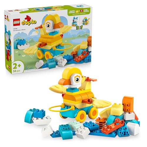 LEGO DUPLO Tiere auf Rädern 3-in-1-Set - Lernspielzeug mit Bausteinen für eine Ente, Fisch oder Hund mit Rädern und Griff - Geschenk für Jungen & Mädchen ab 2 Jahren - 10448 LEGO DUPLO Tiere auf Rädern 3-in-1-Set - Lernspielzeug mit Bausteinen für eine Ente, Fisch oder Hund mit Rädern und Griff - Geschenk für Jungen & Mädchen ab 2 Jahren - 10448 von LEGO