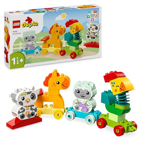 LEGO DUPLO Tierzug, Zug-Spielzeug mit Rädern, kreative Tierfiguren zum Bauen und Umbauen, Lernspielzeug für Kleinkinder, Geburtstagsgeschenk für Tiere liebenden Mädchen und Jungen ab 1 ½ Jahren 10412 von LEGO