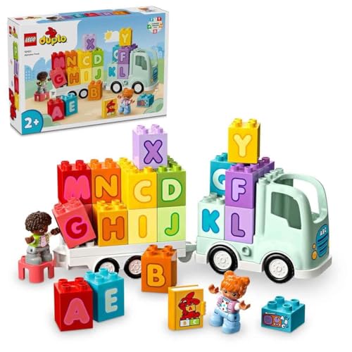 LEGO DUPLO Town ABC-Lastwagen, Lernspielzeug für Kleinkinder ab 2 Jahren, ABC-LKW-Spielzeug mit Anhänger und Buchstaben-Steinen, plus Figuren eines Jungen und eines Mädchens, Geschenk für Kinder 10421 von LEGO