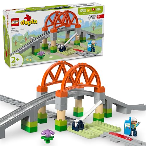 LEGO DUPLO Town Eisenbahnbrücke und Schienen – Erweiterungsset, Geschenk für Kleinkinder ab 2 Jahren, Set zum Bauen und Umbauen, entwicklungsförderndes Spielset für Vorschulkinder, Lernspielzeug 10426 LEGO DUPLO Town Eisenbahnbrücke und Schienen – Erweiterungsset, Geschenk für Kleinkinder ab 2 Jahren, Set zum Bauen und Umbauen, entwicklungsförderndes Spielset für Vorschulkinder, Lernspielzeug 10426 von LEGO