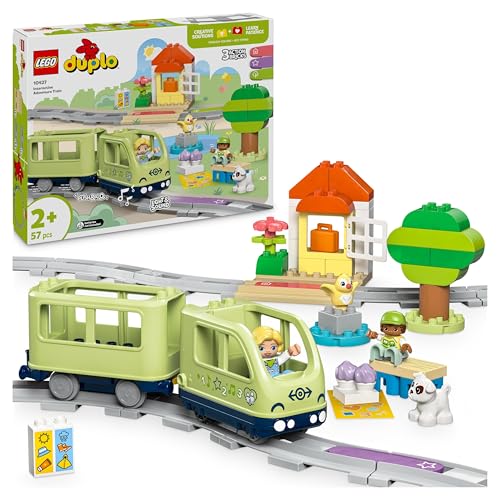LEGO DUPLO Town Interaktive Abenteuer-Eisenbahn - Motorikspielzeug mit Lichtern und Geräuschen für Rollenspiele - Montessori Spielzeug für Kinder ab 2 Jahren - Lernspielzeug für Vorschulkinder 10427 von LEGO