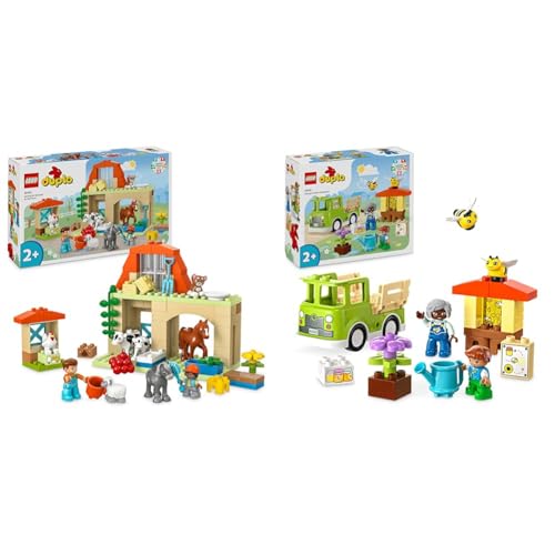 LEGO DUPLO Town Tierpflege auf dem Bauernhof, Spielzeug für Kinder ab 2 Jahre & 10419 DUPLO Town Imkerei und Bienenstöcke, Lernspielzeug von LEGO