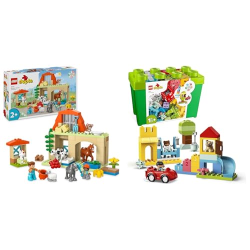 LEGO DUPLO Town Tierpflege auf dem Bauernhof, Spielzeug für Kinder ab 2 Jahre & DUPLO Deluxe Steinebox, Lernspielzeug für Mädchen und Jungen zum Bauen LEGO DUPLO Town Tierpflege auf dem Bauernhof, Spielzeug für Kinder ab 2 Jahre & DUPLO Deluxe Steinebox, Lernspielzeug für Mädchen und Jungen zum Bauen von LEGO