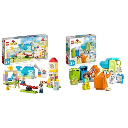 LEGO DUPLO Traumspielplatz Set, Konstruktionsspielzeug für Kinder ab 2 Jahren & DUPLO Recycling-LKW Müllwagen-Spielzeug, Lern- und Farbsortier-Spielzeug von LEGO