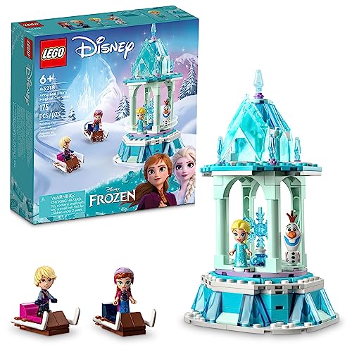LEGO Disney Die Eiskönigin Anna und Elsas magisches Karussell 43218 Eispalast Bauspielzeug Set mit Disney Prinzessin Elsa, Anna und Olaf, tolles Geburtstagsgeschenk für 6-Jährige von LEGO