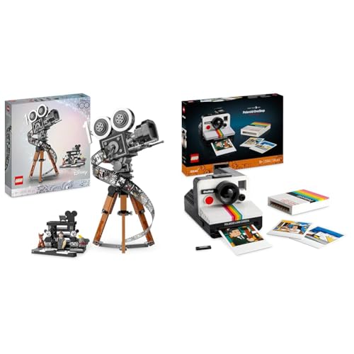 LEGO Disney Kamera – Hommage an Walt Disney, Set zum 100-jährigen Jubiläum & Ideas Polaroid OneStep SX-70 Kamera-Set für Erwachsene von LEGO