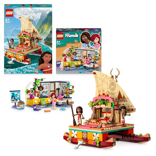 LEGO Freundschaft-Bundle: Disney Princess Vaianas Katamaran (43210) & Friends Aliyas Zimmer (41740), Spielzeugboot und Schlafzimmer-Spielset mit Mini-Puppen, Geschenk für Mädchen & Jungen ab 6 Jahren von LEGO