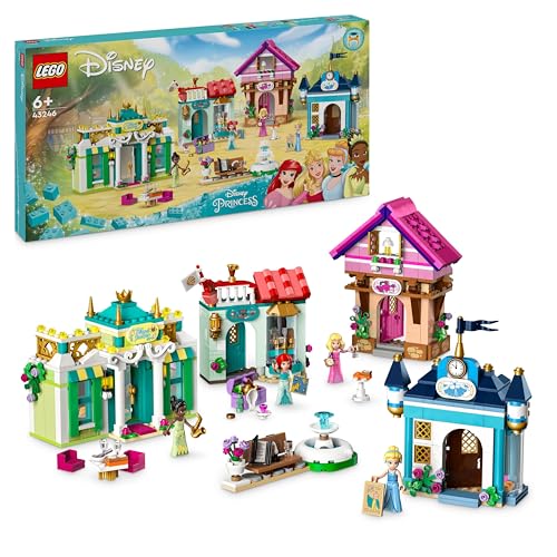 LEGO Disney Princess: Disney Prinzessinnen Abenteuermarkt, Haus-Spielzeug mit 4 Puppen inkl. Cinderella und Arielle, Spielset mit Schatzkarte, Geschenk für Mädchen und Jungen ab 6 Jahren 43246 von LEGO