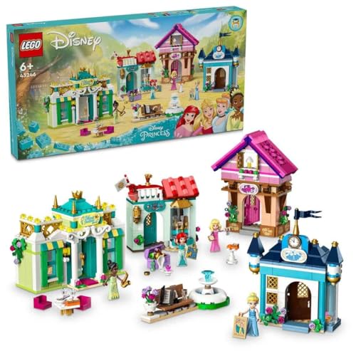 LEGO Disney Princess: Disney Prinzessinnen Abenteuermarkt, Haus-Spielzeug mit 4 Puppen inkl. Cinderella und Arielle, Spielset mit Schatzkarte, Geschenk für Mädchen und Jungen ab 6 Jahren 43246 von LEGO
