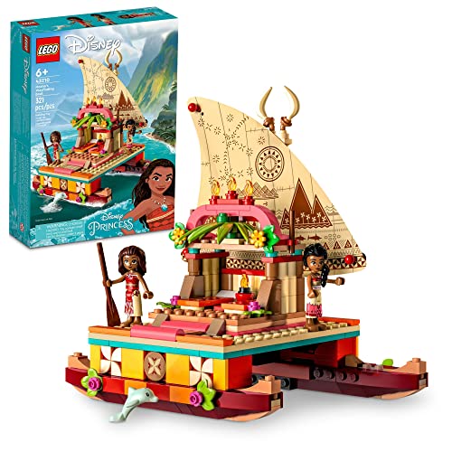 LEGO Disney Prinzessin Moana's Wayfinding Boat 43210, Moana und Sina Minipuppen plus Delphin Figur, kreatives Bauspielzeug für Mädchen und Jungen ab 6 Jahren von LEGO