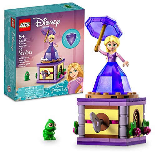 LEGO Disney Prinzessin Twirling Rapunzel Gebäude Spielzeug 43214, mit Diamant-Kleid Mini-Puppe und Pascal Die Chamäleon Figur, Wind Up Spielzeug Rapunzel, Disney Sammelspielzeug für Mädchen & Jungen von LEGO