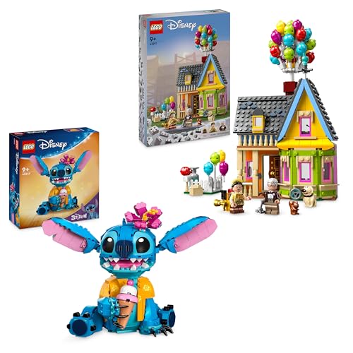 LEGO Disney Ausstellungs-Bundle - Enthält Disney und Pixar Carls Haus aus „Oben“ (43217) und Stitch (43249) - Bauspielzeug für Jungen und Mädchen ab 9 Jahren - Geburtstagsgeschenk für Fans von LEGO