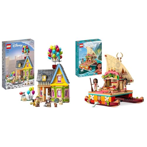 LEGO Disney und Pixar Up“ House baubares Spielzeug mit Luftballons Disney Princess Moanas Orientierungsboot-Spielzeugpaket, kreatives Bauspielzeug für Kinder 43217 + 43210 von LEGO