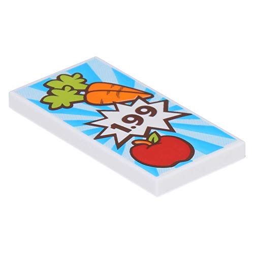 LEGO Fliese 2 x 4 mit Karotten, Apfel und 1.99" Aufdruck Weiß LEGO Fliese 2 x 4 mit Karotten, Apfel und 1.99" Aufdruck Weiß von LEGO