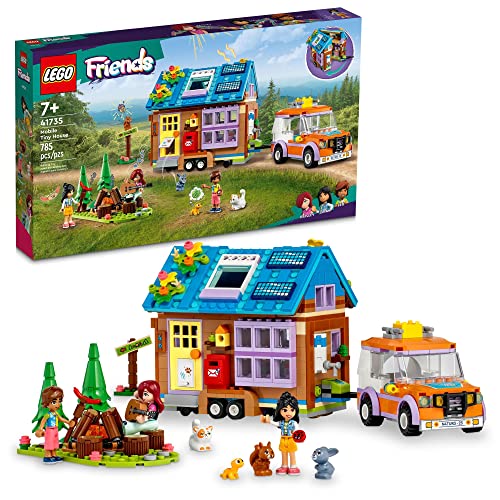 LEGO Freunde Mobile Tiny House 41735, Juego de casa de muñecas con Apertura de Campamento en el Bosque con Coche de Juguete, Mini muñecas Leo y Liann, Idea de Regalo para niños 7 Plus von Beosnc