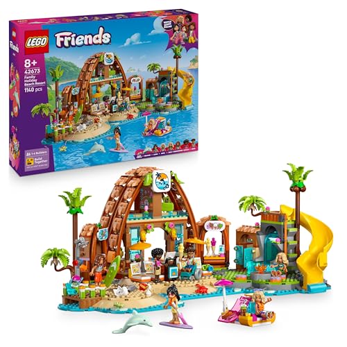 LEGO Friends Familienurlaub im Strandresort - Spielzeug mit 6 Mini-Puppen, Schildkröte & Delfin Tierfigur, Eisstand und Zubehör - Kreatives Geschenk zum Geburtstag für Mädchen ab 8 Jahren - 42673 LEGO Friends Familienurlaub im Strandresort - Spielzeug mit 6 Mini-Puppen, Schildkröte & Delfin Tierfigur, Eisstand und Zubehör - Kreatives Geschenk zum Geburtstag für Mädchen ab 8 Jahren - 42673 von LEGO
