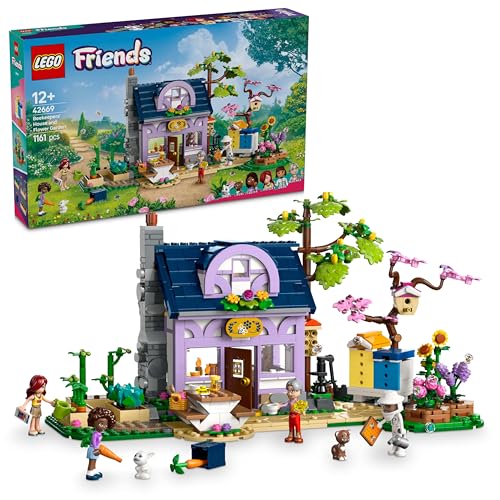 LEGO Friends Haus und Blumengarten der Imker, Bauset, Natur-Spielset, Geschenk für Mädchen ab 12 Jahren, Set mit baubarem Modell, 4 Minifiguren und Tierfiguren, Katze und Hase 42669 von LEGO