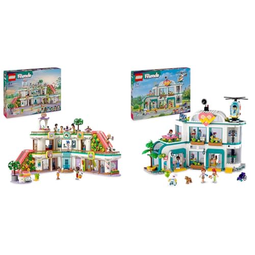 LEGO Friends Heartlake City Kaufhaus, Puppenhaus-Spielzeug für Mädchen und Jungen & Friends Heartlake City Krankenhaus, Set mit Spielzeug-Hubschrauber und Figuren von LEGO