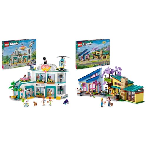LEGO Friends Heartlake City Krankenhaus, Set mit Spielzeug-Hubschrauber und Figuren & Friends Ollys und Paisleys Familien Haus, Puppenhaus mit Figuren und Zubehör von LEGO