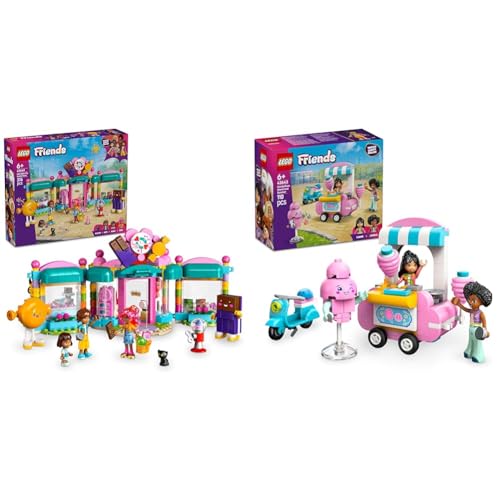 LEGO Friends Heartlake City Süßwarenladen + LEGO Friends Zuckerwatte-Stand und Roller Geschenk für Mädchen & Jungen ab 6 Jahren 42649 + 42643 von LEGO
