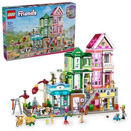 LEGO Friends Heartlake City Wohn- und Einkaufsstraße, Bauset für Rollenspiele mit 9 Charakteren (darunter 7 Minifiguren) und 3 Katzen, Geschenk für Mädchen und Jugendliche, Spielzeughaus 42670 von LEGO