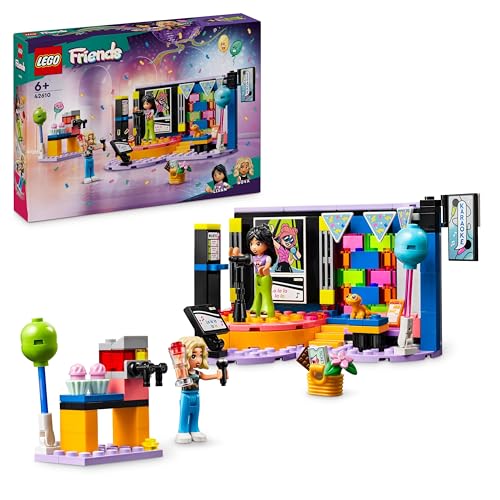 LEGO Friends Karaoke-Party, Musik-Spielzeug für Mädchen und Jungen ab 6 Jahren, die gern singen, Mini-Puppen-Set mit den Figuren Liann und Nova sowie einem Gecko, Geschenk für Kinder 42610 von LEGO