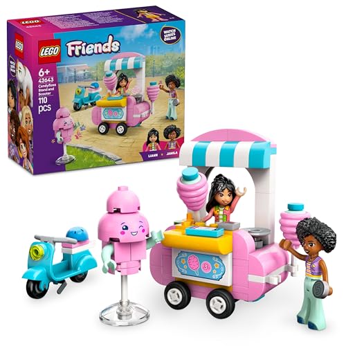 LEGO Friends Zuckerwattestand, Spielset für kreative Rollenspiele mit 2 Minifiguren, fahrbarem Stand und Zubehör, Geschenk für Mädchen ab 6 Jahren, Bauset mit Mini Puppen 42643 von LEGO