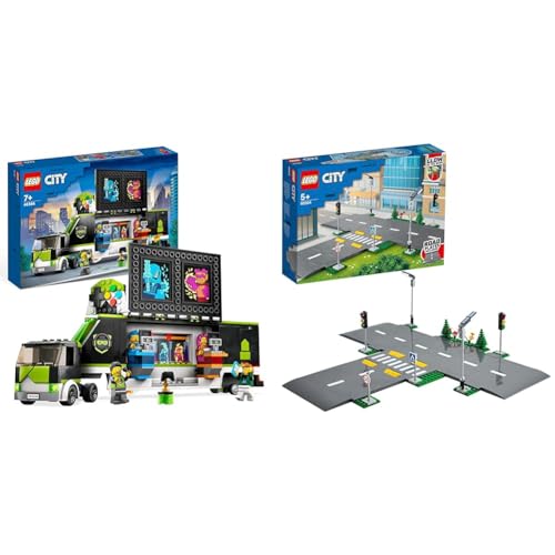 LEGO Gaming Turnier Truck, LKW-Spielzeug mit Minifiguren, Gamer-Geschenk & City Straßenkreuzung mit Ampeln, Bauset mit im Dunkeln leuchtenden Steinen 60304 von LEGO