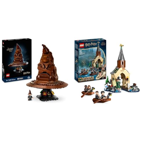 LEGO Harry Potter Der Sprechende Hut, Hogwarts-Modell für Erwachsene & Harry Potter Bootshaus von Schloss Hogwarts Spielzeug-Modell für Kinder von LEGO