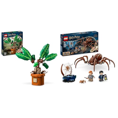 LEGO Harry Potter Mandragora Pflanze Spielzeugfigur und Topf + Aragog im Verbotenen Wald Set Magisches Set, Geschenkidee aus der Zaubererwelt für Mädchen, Jungen und Fans 76433 + 76434 von LEGO