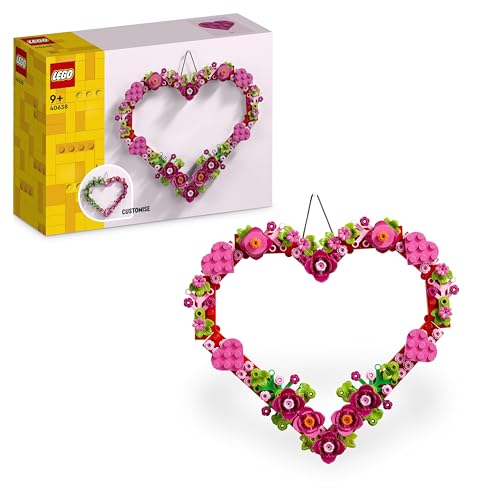 LEGO Iconic 40638 Herz-Deko - Spielzeug für Kinder - Geschenk für Mädchen und Jungen ab 9 Jahren - Deko Wohnzimmer - Geschenkidee zum Geburtstag, Modellbausatz - Set Spiel zum Bauen und Ausstellen von LEGO