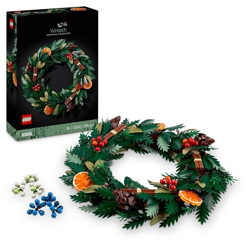 LEGO Botanicals Weihnachtskranz - Winterdeko zum Aufhängen - Weihnachtlicher Tischschmuck - Achtsames Bauprojekt - Adventskranz und Türkranz selber machen - Weihnachtsgeschenke für Erwachsene 10340 von LEGO