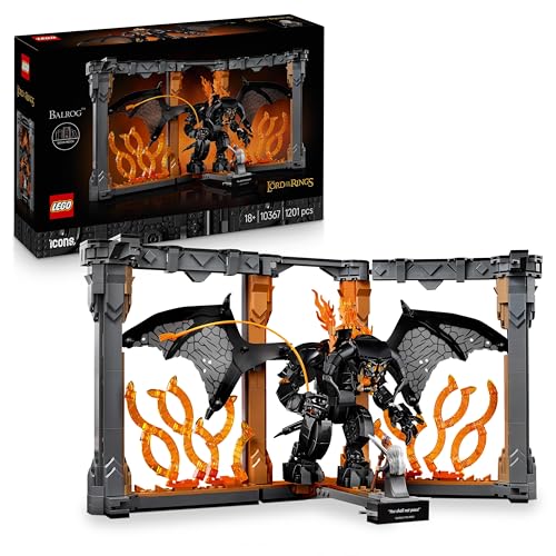 LEGO Icons Der Herr der Ringe: Balrog Bücherstütze – Spielzeug für Erwachsene zum Ausstellen – Modell mit Gandalf dem Grauen als Minifigur und Balrog-Figur – Sammlergeschenk – 10367 LEGO Icons Der Herr der Ringe: Balrog Bücherstütze – Spielzeug für Erwachsene zum Ausstellen – Modell mit Gandalf dem Grauen als Minifigur und Balrog-Figur – Sammlergeschenk – 10367 von LEGO