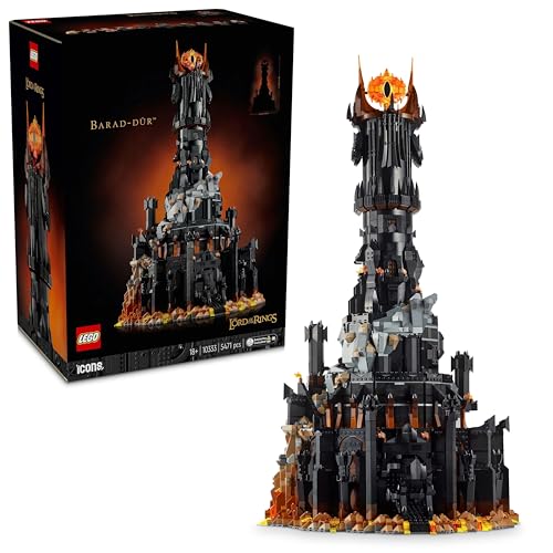 LEGO Icons Der Herr der Ringe: Barad-dûr - Vatertagsgeschenk für Papa - Set Spiel mit Minifiguren inkl. Sauron, Gothmog, Orks, Frodo, Sam und Gollum - Spielzeug zum Basteln für Erwachsene 10333 von LEGO