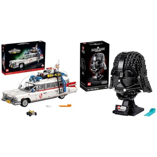 LEGO Icons Ghostbusters ECTO-1, großes Auto-Set für Erwachsene, Modellauto-Spielzeug & 75304 Star Wars Darth-Vader Helm Bauset für Erwachsene, Deko, Geschenkidee, Modell zum Bauen und Ausstellen von LEGO