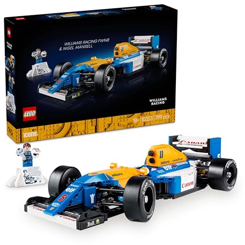 LEGO Icons Williams Racing FW14B mit Nigel Mansell - F1 Modellauto Set mit Rennfahrer Minifigur zum Sammeln - Schreibtischdeko mit Ständer - Geschenk für Erwachsene & Jugendliche Motorsportfans 10353 von LEGO