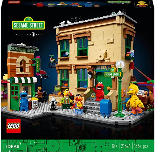 LEGO Ideas 123 Bausatz Sesamstraße 21324, tolles BAU- und Schaumodell für Erwachsene mit Elmo, Keksmonster, Oscar The Grouch, Bert, Ernie und Big Bird, New 2021 (1.367 Teile) von LEGO