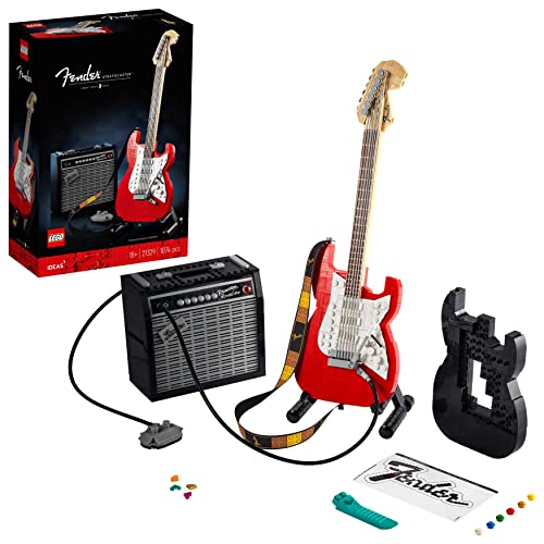 LEGO Ideas Fender Stratocaster, DIY-Gitarren-Kit, Modell-Musikinstrument für Jugendliche und Erwachsene mit 65 Princeton Reverb Verstärker und Gitarren-Zubehör, ideal als Vatertagsgeschenk 21329 von LEGO