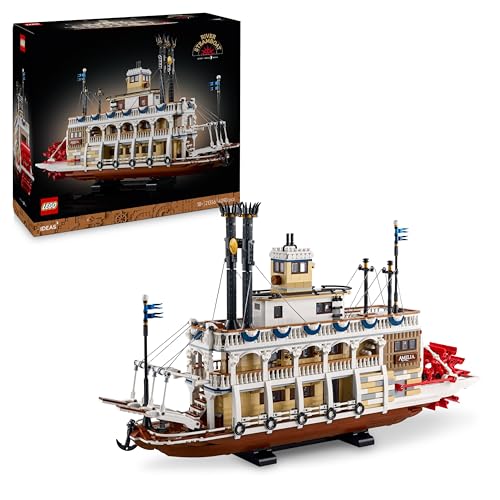 LEGO Ideas Flussraddampfer - Schiffsmodell mit Innenausstattung und interaktiven Funktionen, einschließlich funktionierendes Paddel & Steuerung - Geschenkidee für Männer und Frauen - 21356 von LEGO