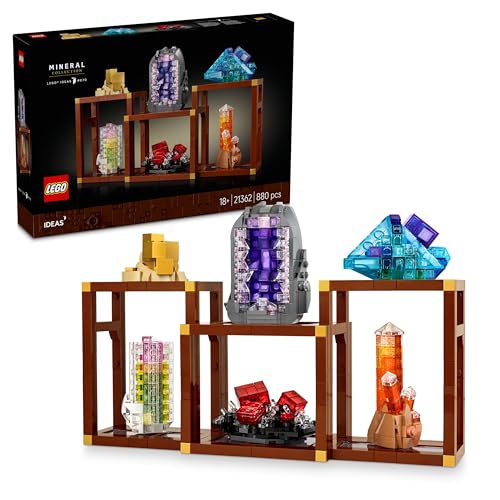 LEGO Ideas Mineraliensammlung - Bastelset mit Kristallelementen mit Amethyst, Fluorit & Tangerine-Quarz, Plus 3 Ständer - DIY Set - Deko zum Bauen - Kreatives Geschenk für Frauen und Männer - 21362 von LEGO