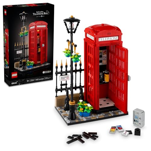 LEGO Ideas Red London Telefonzelle Modell für Erwachsene, Londoner Telefonzelle und Handyhalterung zum Bauen und Ausstellen, kreative Geschenkidee für Reisende, London-Souvenir für Zuhause oder Büro, von LEGO