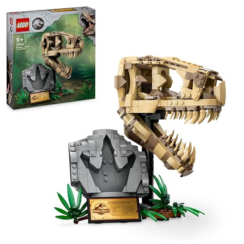 LEGO Jurassic World Dinosaurier-Fossilien: T.-rex-Kopf, Dinosaurier-Spielzeug zum Bauen, Dino-Deko fürs Kinderzimmer, T-Rex-Schädel-Skelett mit Fußabdruck, Geschenk für Jungs und Mädchen 76964 von LEGO