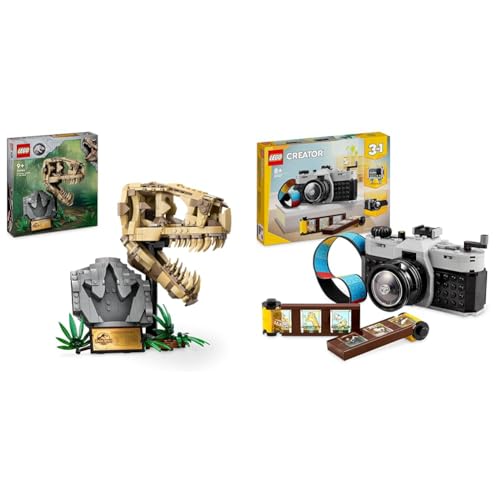 LEGO Jurassic World Dinosaurier-Fossilien: T.-rex-Kopf & Creator 3in1 Retro Kamera Spielzeug mit 3 Modellen für Mädchen und Jungen LEGO Jurassic World Dinosaurier-Fossilien: T.-rex-Kopf & Creator 3in1 Retro Kamera Spielzeug mit 3 Modellen für Mädchen und Jungen von LEGO