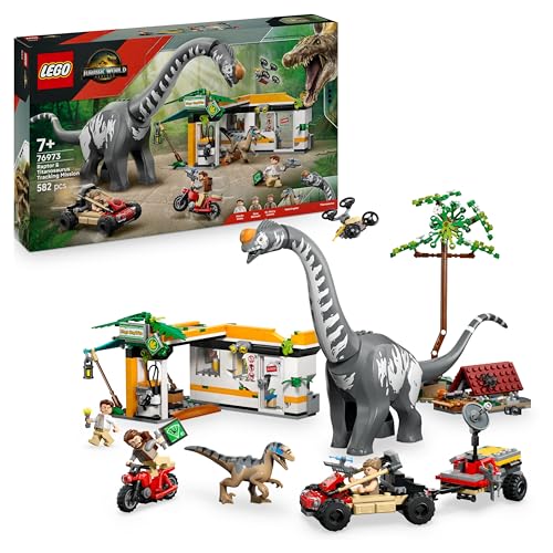 LEGO Jurassic World Raptor & Titanosaurus: Große Fährtensuche – 2 Spielzeug Dinosaurier Figuren, EIN Geländewagen, EIN Motorrad und 3 Minifiguren – Geschenk für Jungen und Mädchen ab 7 Jahren – 76973 LEGO Jurassic World Raptor & Titanosaurus: Große Fährtensuche – 2 Spielzeug Dinosaurier Figuren, EIN Geländewagen, EIN Motorrad und 3 Minifiguren – Geschenk für Jungen und Mädchen ab 7 Jahren – 76973 von LEGO
