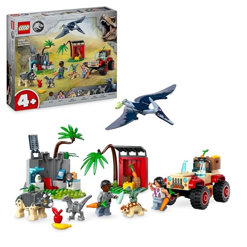LEGO Jurassic World Rettungszentrum für Baby-Dinos, Set mit kleinen Dinosaurier-Figuren, darunter Triceratops, Ankylosaurus und Velociraptor, Geschenk zum Bauen für Jungs und Mädchen ab 4 Jahren 76963 von LEGO