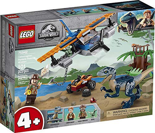 LEGO Jurassic World Velociraptor: Biplane Rescue Mission 75942, Dinosaur Toy for Preschool Kids, Featuring a Buildable Plane Toy, Posable Velociraptor, and Baby Raptor Delta, New 2020 (101 Pieces) von LEGO
