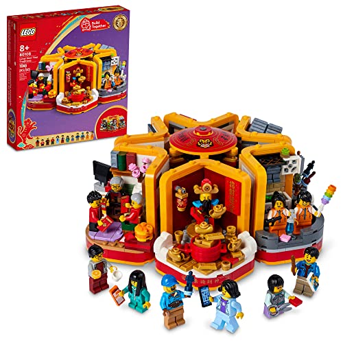 LEGO Lunar New Year Traditions 80108 Building Kit; Gift Toy for Kids Aged 8 and Up; Building Set Featuring 6 Festive Scenes and 12 Minifigures, Including The God of Wealth (1,066 Pieces) von LEGO